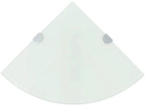 Scaffali Angolari 2 Pz Supporti Cromati E Vetro Bianco 25x25 Cm /