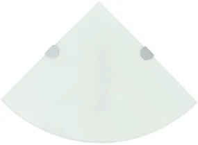 Scaffali Angolari 2 Pz Supporti Cromati E Vetro Bianco 25x25 Cm /