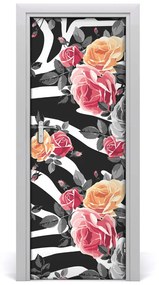 Adesivo per porta Rose zebra 75x205 cm