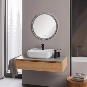 Brilagi-LED dimmerabile, specchio riscaldato con illuminazione integrata ALU PRO, LED 18W/230V, Ø 60 cm, IP44, finitura cromo lucido