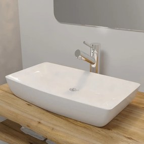 Lavello Bianco İn Ceramica Di Lusso Rettangolare 71 X 39 Cm /