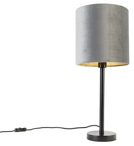 Lampada da tavolo moderna nera con paralume grigio 25 cm - Simplo