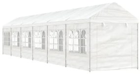 Gazebo con Tetto Bianco 13,38x2,28x2,69 m in Polietilene