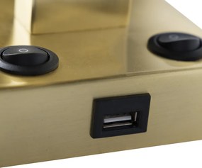 Lampada da parete intelligente oro con USB e paralume nero incl. Wifi A60 - Brescia