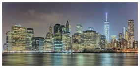 Stampa su tela New York skyline illuminato, bianco e nero 140 x 70 cm