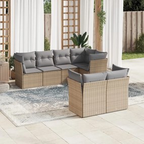 Set divani da giardino 7 pz con cuscini beige in polyrattan