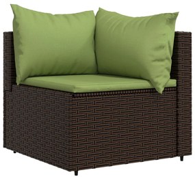 Set mobili da giardino 4 pz con cuscini in polyrattan marrone
