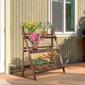 Portapiante da Giardino a 3 Ripiani in Legno di Abete 100x37x93 cm Scaletta...