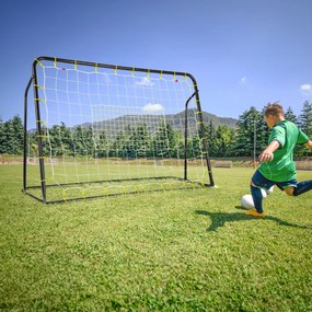 Costway Set di reti da calcio per bambini ribalta e porta da calcio, Set di rete di rimbalzo con struttura in metallo 2 Colori