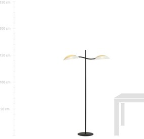Piantana Contemporaneo Ares Acciaio Nero 2 Luci E14 Ip20