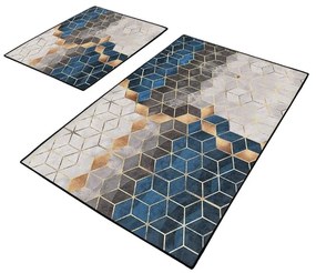 Tappetini da bagno grigio-blu in set di 2 pezzi 60x100 cm Optic - Mila Home