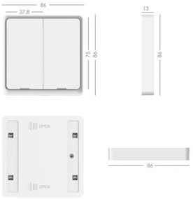 Immax NEO 07507C - SET 3x Interruttore 2-bottoni SMART 3xCR2430 Zigbee 3.0 Tuya