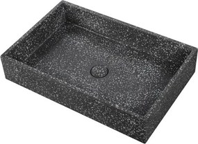 Lavabo da appoggio rettangolare con finitura terrazzo nero | KTERD-600N - KAMALU