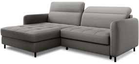 Divano angolare grigio allungabile/con contenitore (con penisola a sinistra/con chaise lounge) e rivestimento in velluto Gomsi – ELTAP