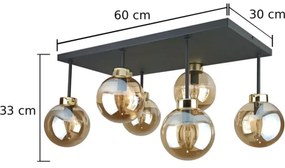 Lampadario a plafone DEA 6xE14/60W/230V nero/oro/fumé beige