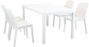 CALIGOLA - set tavolo in resina effetto rattan cm 150 x 90 x 74 h con 4 sedie Alma