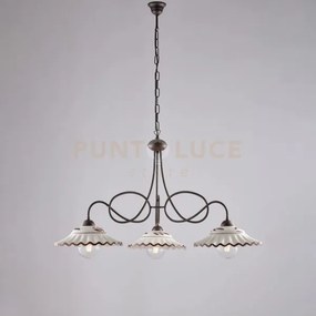 Lampadario in ferro laccato nero e decorazione effetto ruggine con ...