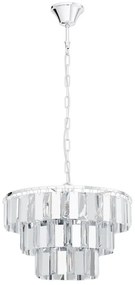 Lampadario Neoclassico Erseka grigio paralume trasparente 5x E14 Ø38.5cm EGLO