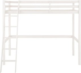 Letto da bambini rialzato bianco senza testiera con rete inclusa 90x200 cm Alpi2 – Støraa