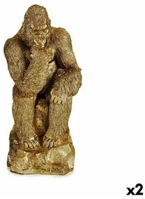 Statua Decorativa Gorilla Dorato 20,5 x 47 x 23,5 cm (2 Unità)