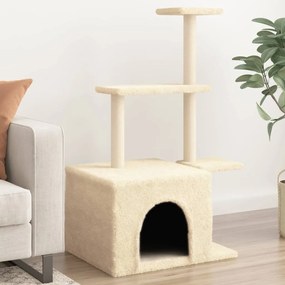 Albero per gatti con tiragraffi in sisal crema 110 cm