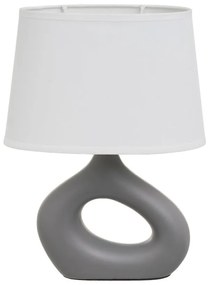 Lampada da tavolo in ceramica bianco-grigia con paralume in tessuto (altezza 30 cm) - Casa Selección