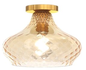 Plafoniera Contemporanea Dress Metallo Ottone Vetro Ambra 1 Luce E27