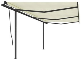 Tenda Da Sole Retrattile Manuale Con Pali 6x3,5 M Crema /