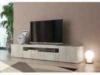 Mobile da soggiorno Porta TV, Made in Italy, Supporto per TV da salotto a 3 ante e ripiani, cm 200x40h37, Cemento