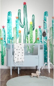 Fotomurale ESTA Cactus, Verde e blu 139X280 cm