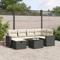 Set Divani da Giardino con Cuscini 7pz Nero Polyrattancod mxl 89687