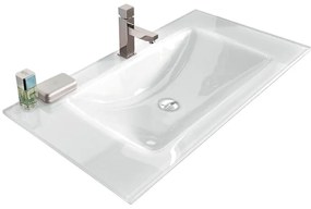 Lavabo a incasso rettangolare L 90 x H 14 x P 46 cm in vetro bianco lucido
