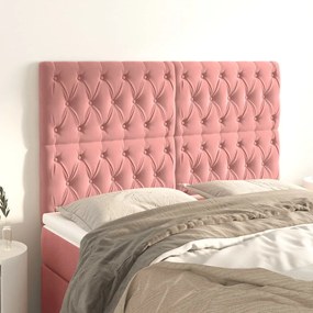 Testiera 4 Pz Rosa 80x7x78/88 Cm İn Velluto /
