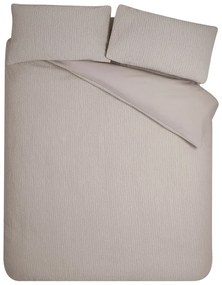 Set copripiumino e federa marrone chiaro in crêpe per letto matrimoniale e per letto esteso 230x220 cm Crinkle Seersucker – Catherine Lansfield