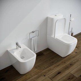 Bidet e Vaso wc monoblocco Legend filo muro in ceramica completo di sedile softclose