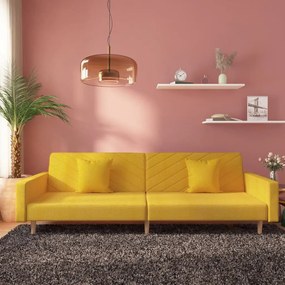 Divano Letto A 2 Posti Con 2 Cuscini Giallo İn Tessuto /
