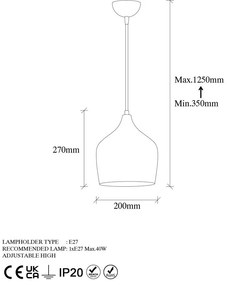 Lampada a sospensione color rame con paralume in metallo ø 20 cm Murek - Opviq lights
