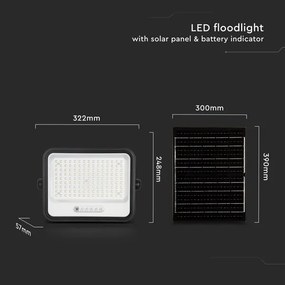 LED dimmerabile proiettore solare LED/300W/3,2V IP65 15000 mAh nero + telecomando