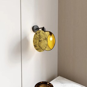 Applique 1 Luce Moderna Nut In Acciaio Effetto Marmo Bianco
