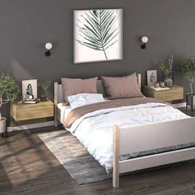 Comodini A Muro 2 Pz Rovere Sonoma /