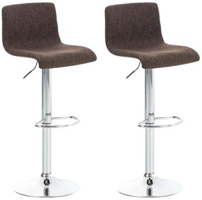 Set Di 2 Sgabelli Bar Hoover İn Tessuto Con Seduta Regolabile / Braun / Chrom