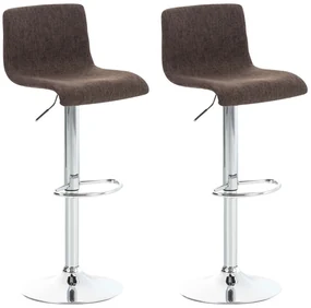 Set Di 2 Sgabelli Bar Hoover İn Tessuto Con Seduta Regolabile / Braun / Chrom