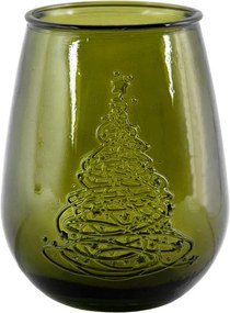 Vaso in vetro verde con motivo natalizio, altezza 13 cm Arbol de Navidad - Ego Dekor
