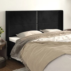 Testiera Ad Orecchio Nera 183x16x118/128 Cm İn Velluto /