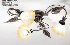 Plafoniera tristano marrone 2 luci attacco e14 40x20x65cm in metall...