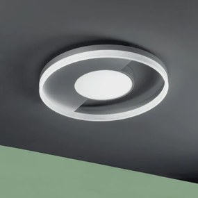 Plafoniera in metallo Argento con diffusore perimetrale D40 cm Led ELISA