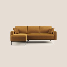 Arthur divano moderno angolare in velluto morbido impermeabile T01 oro Destro
