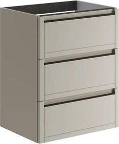 Mobile da bagno sospeso sotto lavabo L 59.5 x H 78 x P 45.5 cm beige opaco, 3 cassetti TRATTO