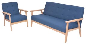 Set Di Divani 2 Pz İn Tessuto Blu /