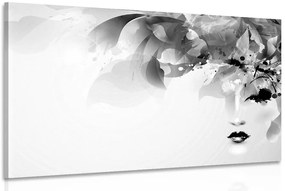 Quadro su tela – Volto femminile di moda con elementi astratti in bianco e nero